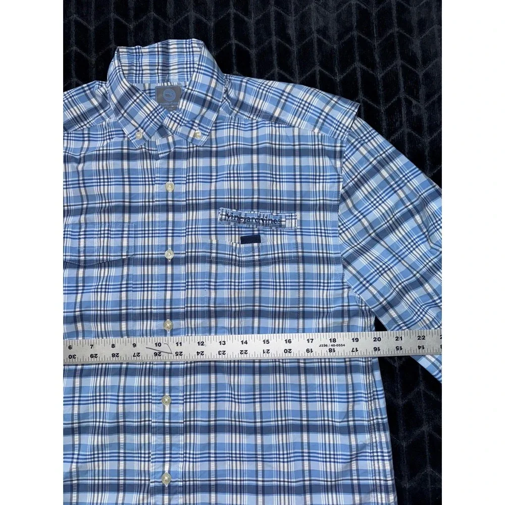 Vineyard Vines Harbor Shirt Blue Plaid Button Down Fishing Vented Back Sz XS - Picture 8 of 10